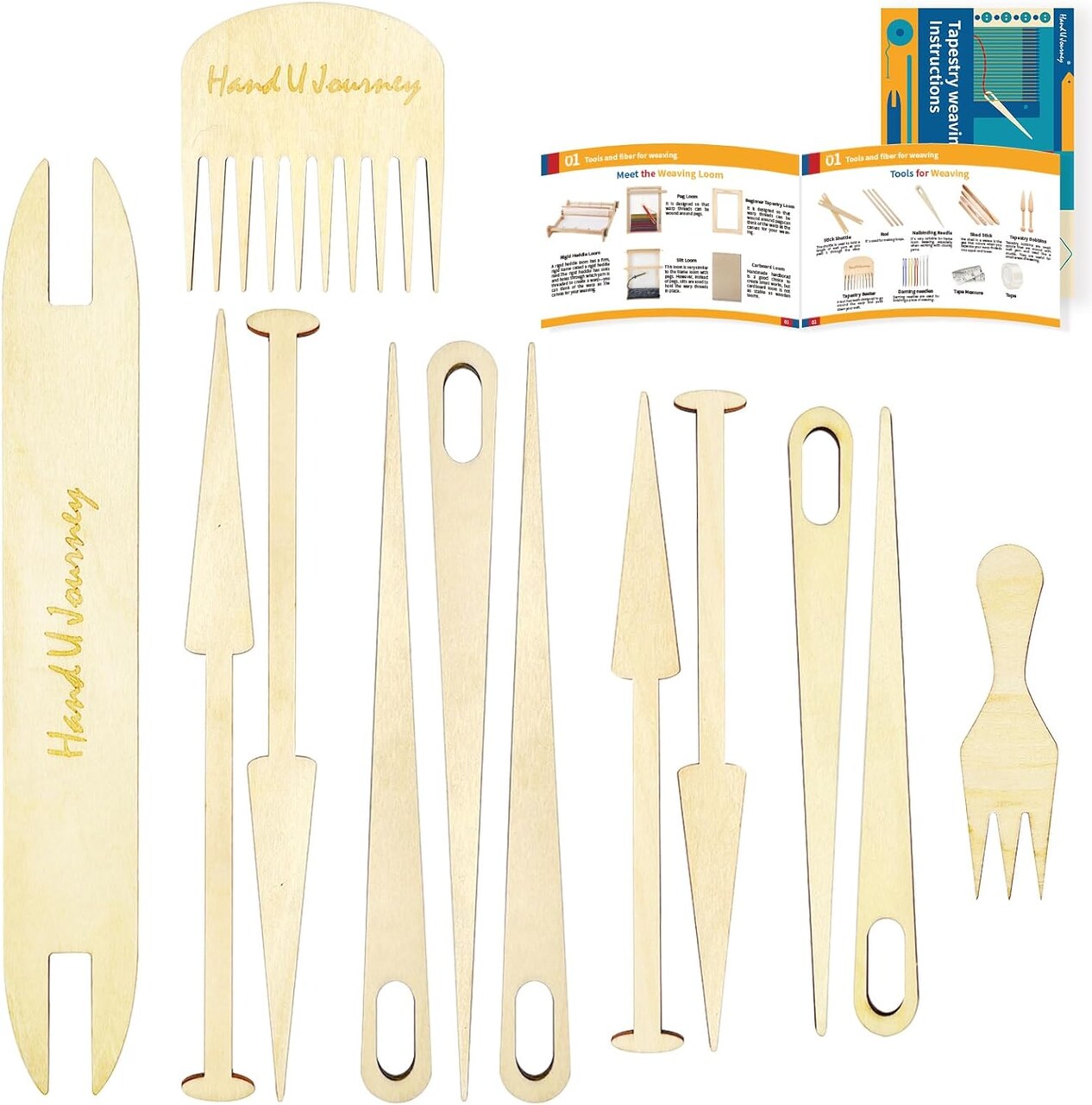 12 Pieces Weaving Loom Tools Set - 14 Pages Book for Adults Beginners